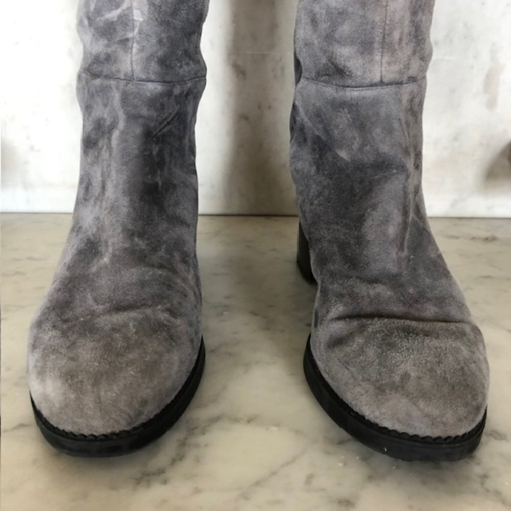 TORY BURCH Caitlin Over Knee Gray Elastic Stretch Suede Boot 6M - Picture 8 of 17